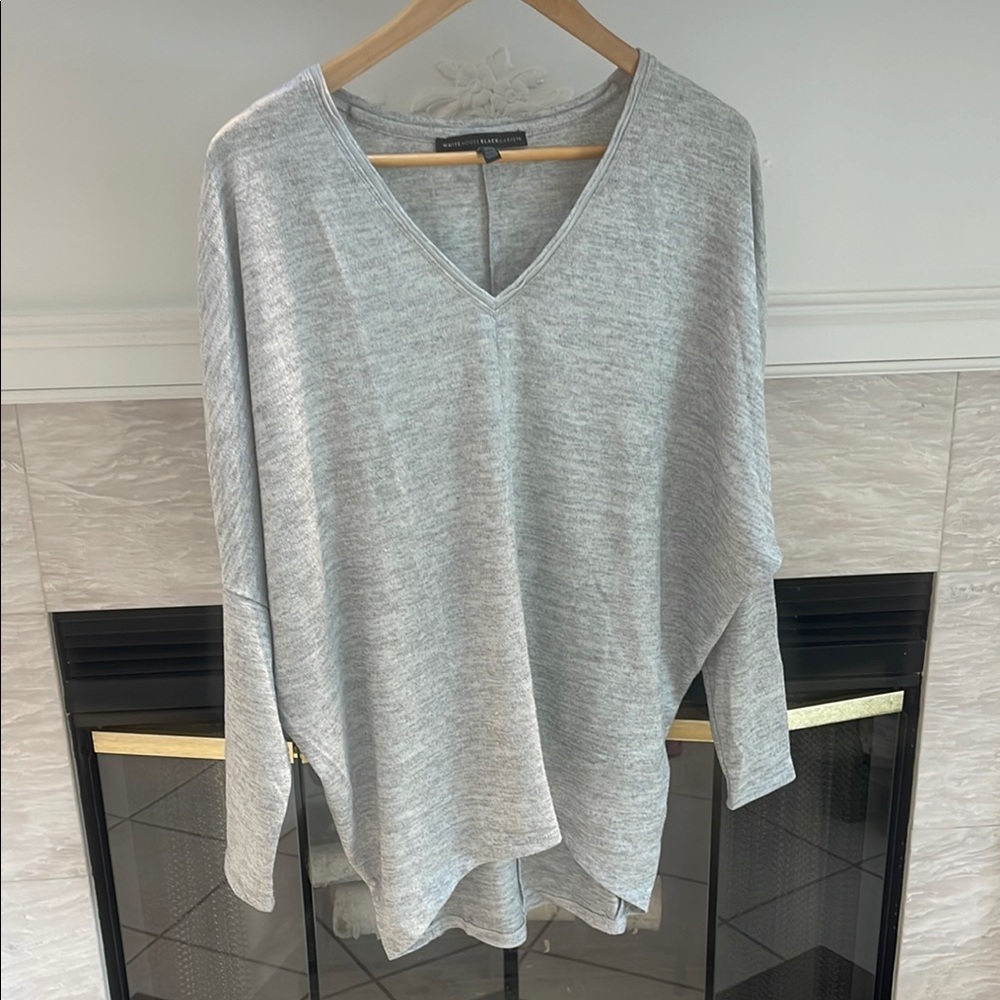 White House Black Market Gray Boxy Tunic Sweatshirt